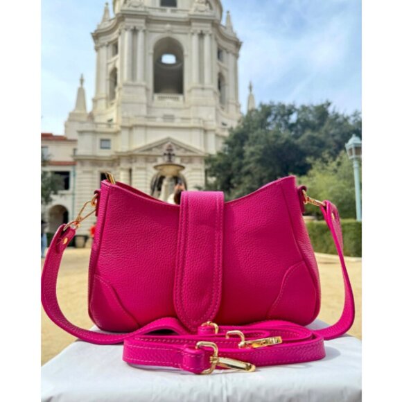 Lina Italian Leather Fushia Shoulder Bag